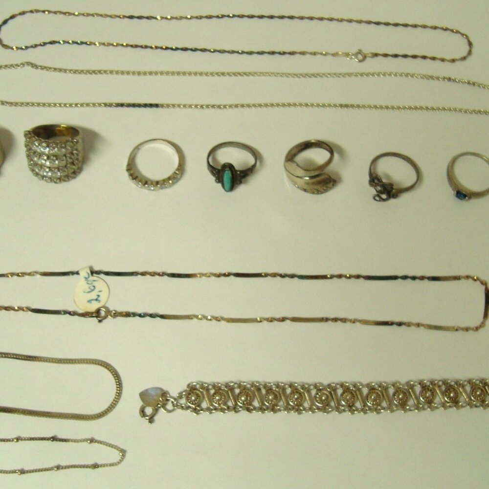 LOT 60 GRAMS  STERLING SILVER BRACELETS ,RING AND NECKLAC